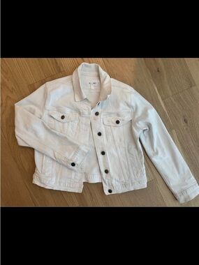 Frame White Denim Jacket with Button Front Size L
